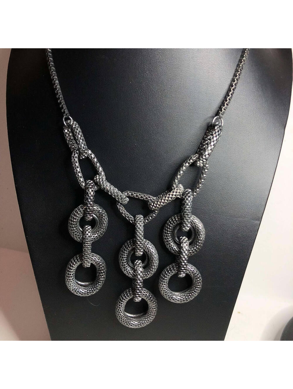 3632 TALBOTS Gunmetal mesh chain link necklace 20-22" new